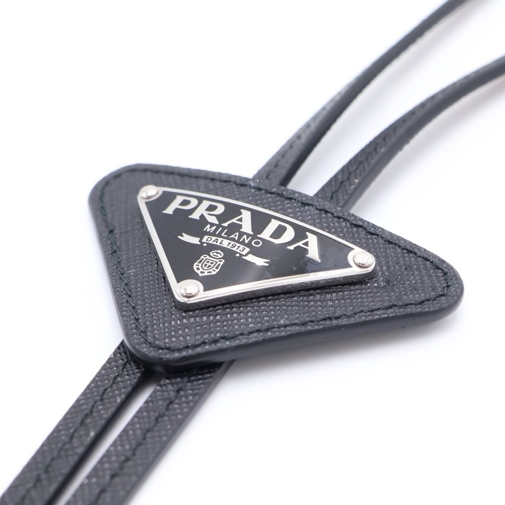 Prada Saffiano Leather Bolo Tie Triangle Logo Black — view 5