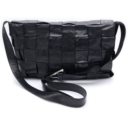 Bottega Veneta Intrecciato Leather Messenger Back Black — view 2