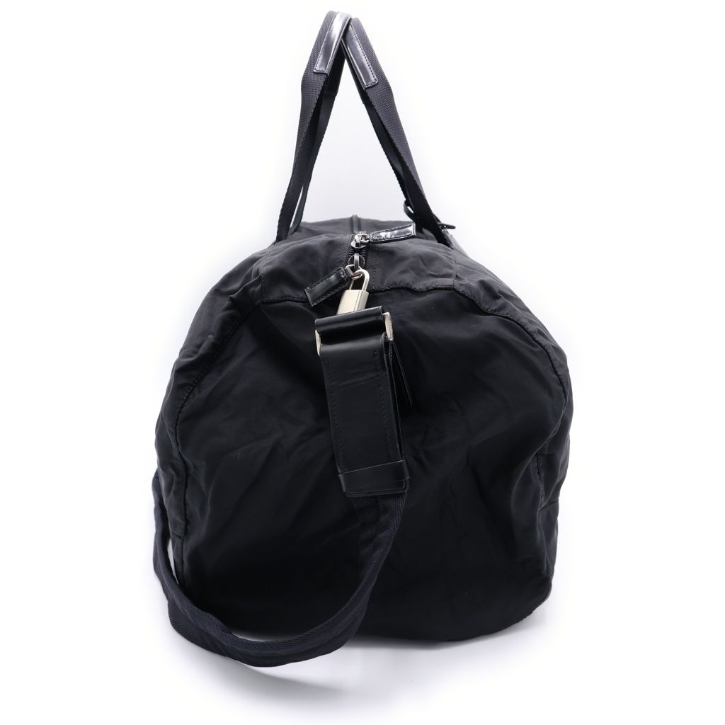 Prada Tessuto Triangle Logo Boston Bag 2-Way Black Nylon Silver — view 3