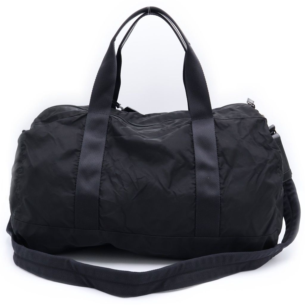 Prada Tessuto Triangle Logo Boston Bag 2-Way Black Nylon Silver — view 2