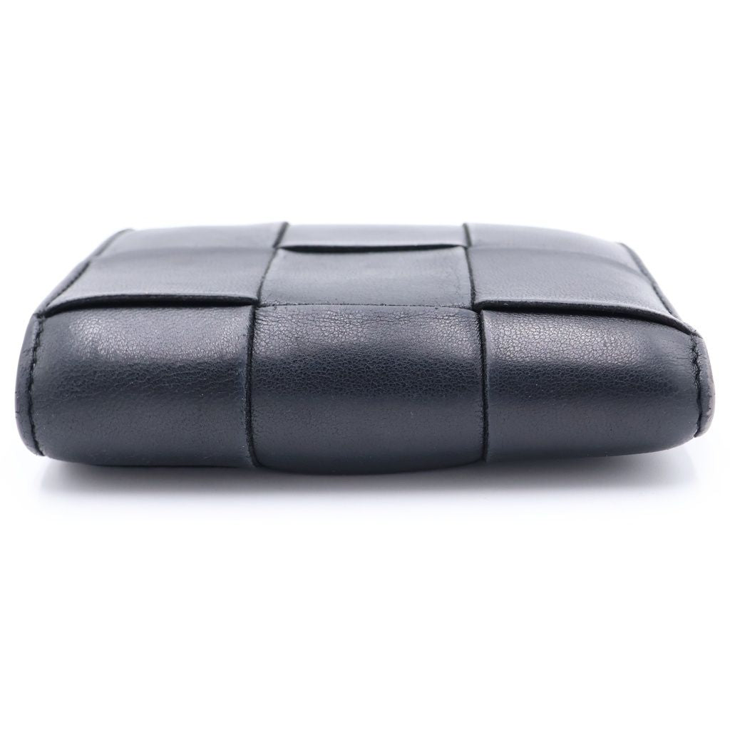 Bottega Veneta Maxi Intrecciato Compact Wallet Bifold Black Leather Gold — view 5