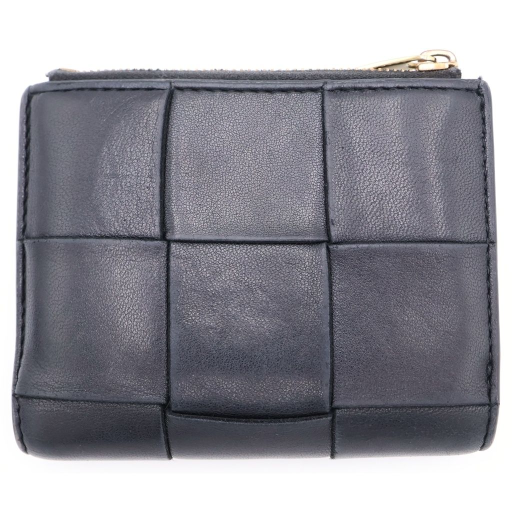 Bottega Veneta Maxi Intrecciato Compact Wallet Bifold Black Leather Gold — view 2
