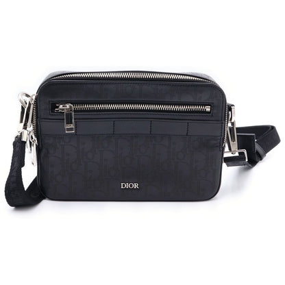 Dior Oblique Galaxy Mini Shoulder Bag Black Leather Silver