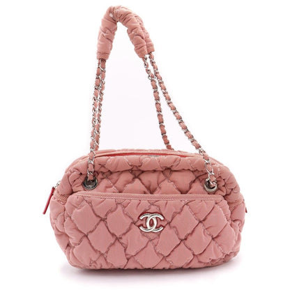 Chanel Bubble Quilt Stripe Chain Shoulder Bag Red White Silver