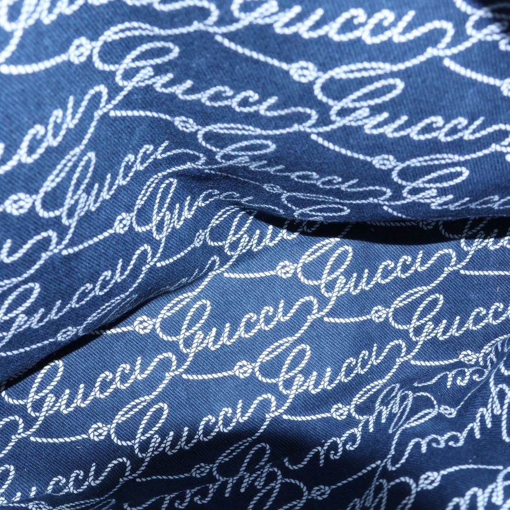 Gucci Marine Tote Navy White Leather Silver — view 5