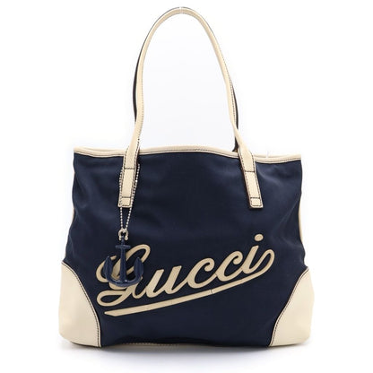 Gucci Marine Tote Navy White Leather Silver