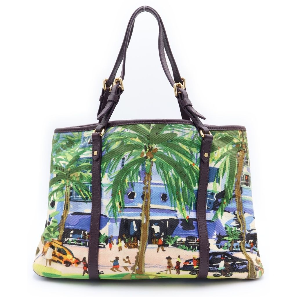 Louis Vuitton Iole Cabas PM Tote Purple Multi Leather Canvas Gold — view 2