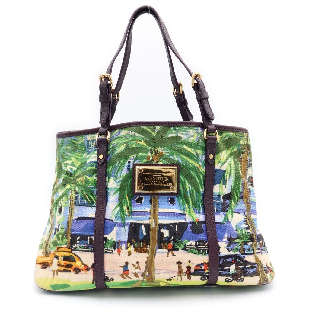 Louis Vuitton Iole Cabas PM Tote Purple Multi Leather Canvas Gold