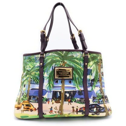Louis Vuitton Iole Cabas PM Tote Purple Multi Leather Canvas Gold