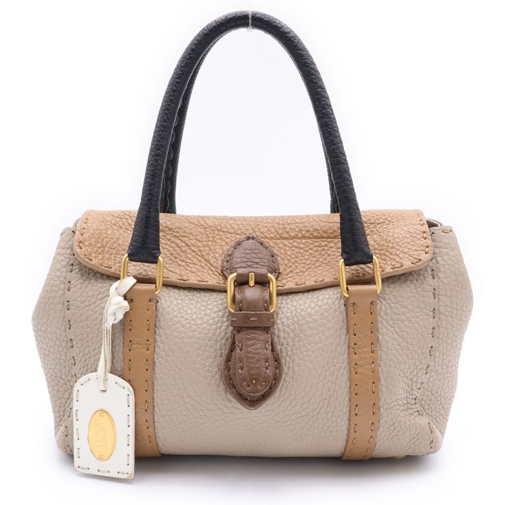 Fendi Selleria Mini Linda Bicolor Mini Bag Brown Black Gray Ju Leather Gold