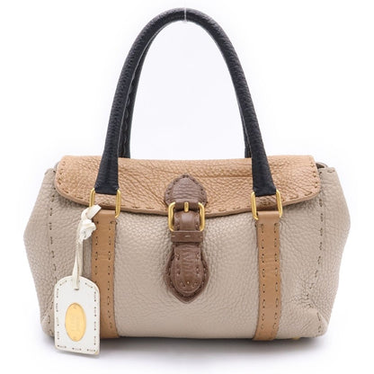 Fendi Selleria Mini Linda Bicolor Mini Bag Brown Black Gray Ju Leather Gold