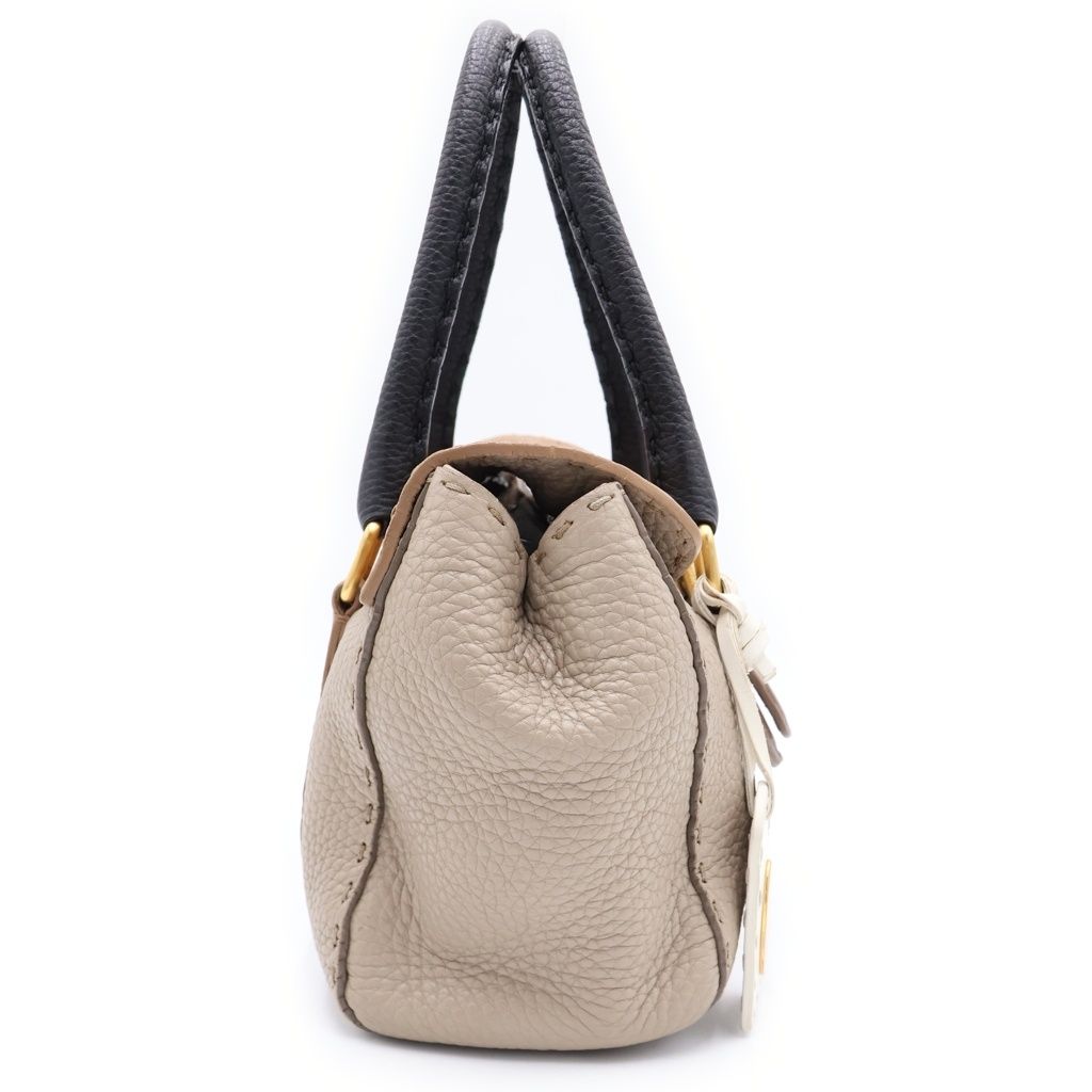 Fendi Selleria Mini Linda Bicolor Mini Bag Brown Black Gray Ju Leather Gold — view 3