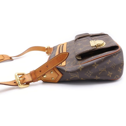 Louis Vuitton Monogram Hudson Shoulder Bag Brown Leather Gold — view 3