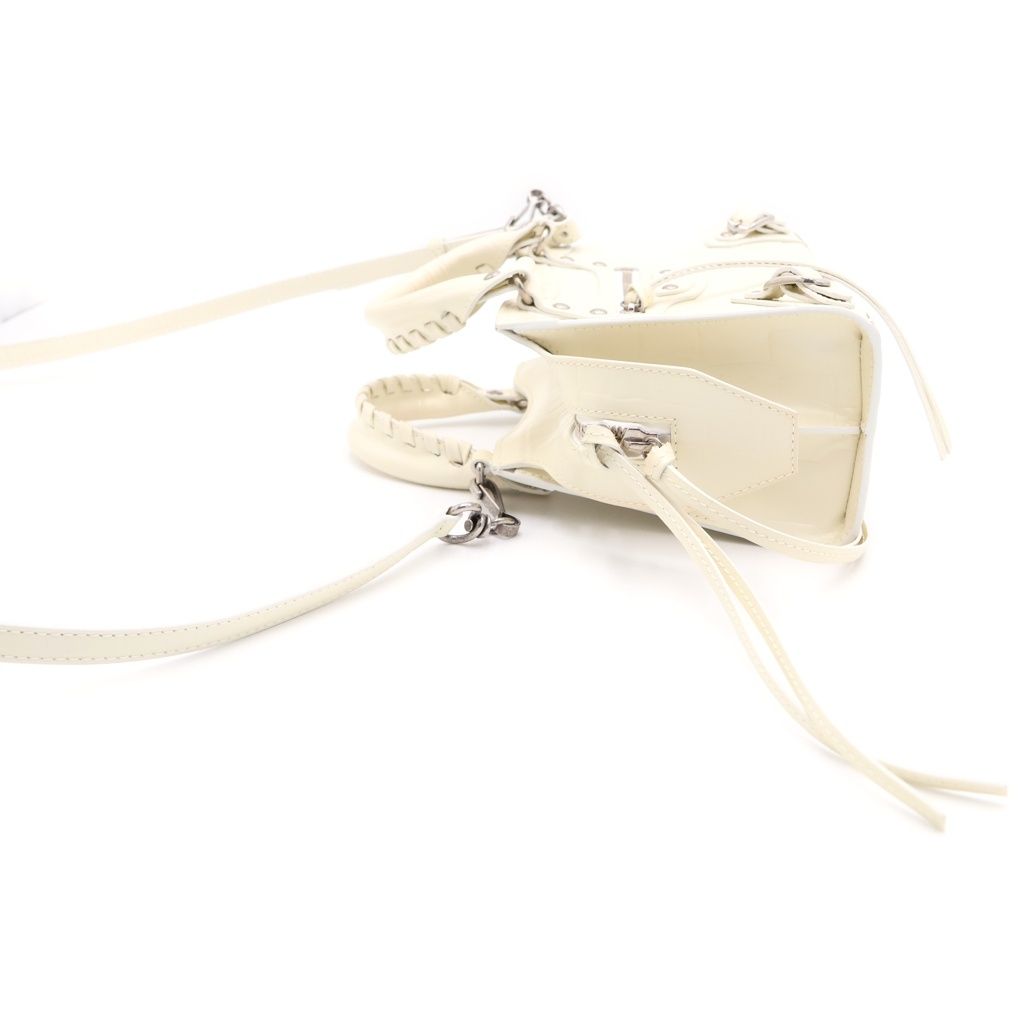 Balenciaga Neo Classic Mini 2-Way Shoulder Bag Ivory White Embossed Croco Silver — view 3