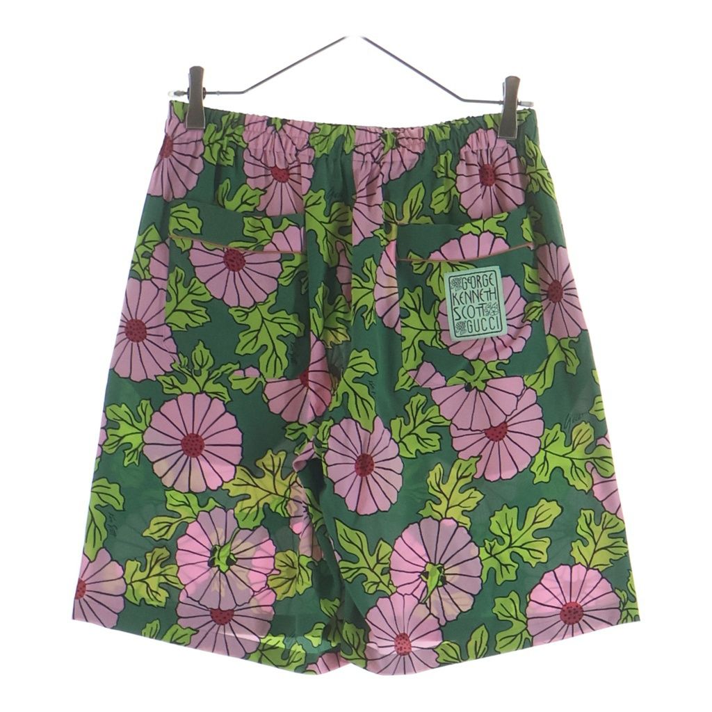 Gucci Ken Scott Floral Silk Short Zagak Flo Lal Total Pattern Shorts Green Pink — view 2