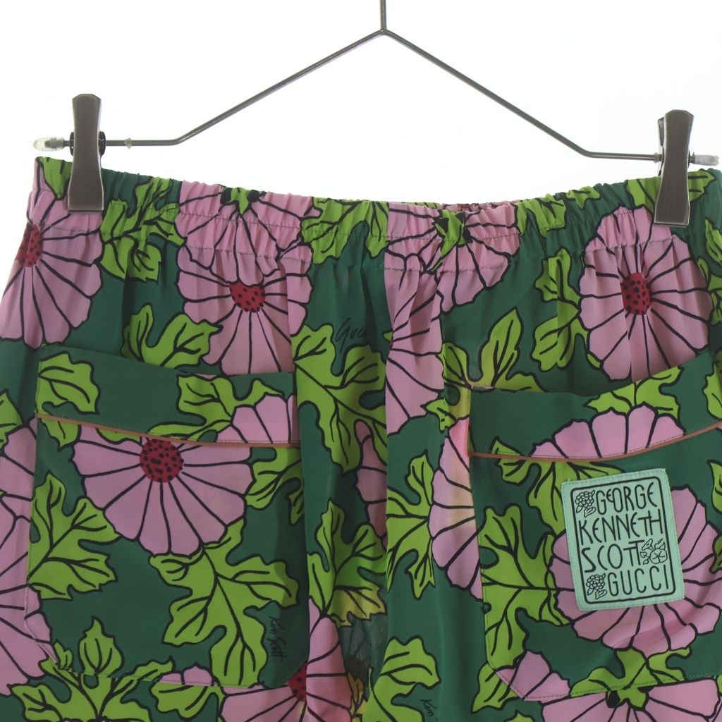 Gucci Ken Scott Floral Silk Short Zagak Flo Lal Total Pattern Shorts Green Pink — view 4