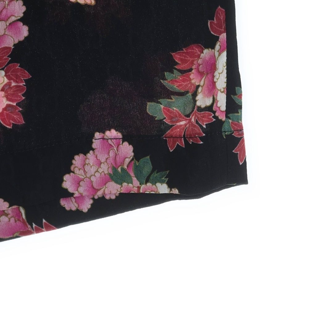 Gucci GG Monogram Silk Short Flower Allover Pattern Shorts Black Pink — view 5