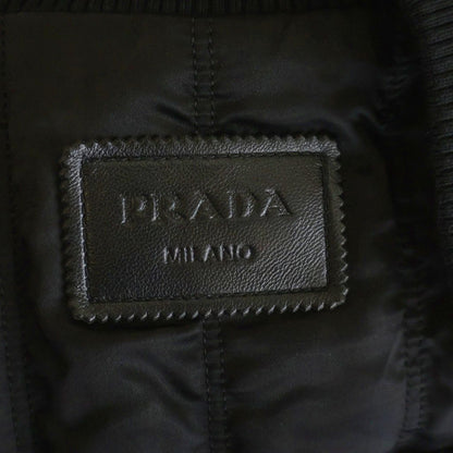 Prada From the Runway Leather Bomber Jacket Black Yellow with Patch — view 6