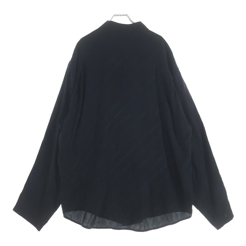Balenciaga BB Logo All Over Pattern Silk Long Sleeve Shirt Black — view 2