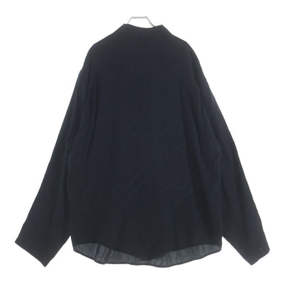 Balenciaga BB Logo All Over Pattern Silk Long Sleeve Shirt Black — view 2