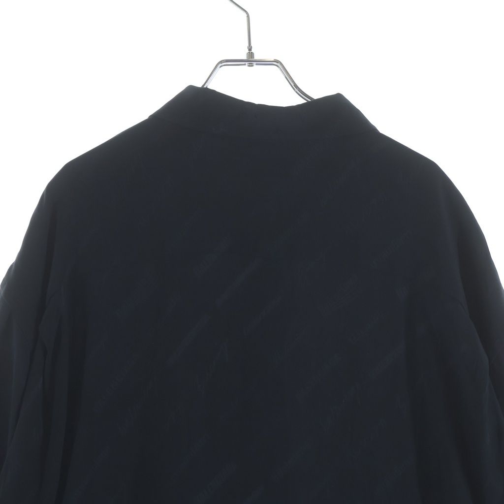 Balenciaga BB Logo All Over Pattern Silk Long Sleeve Shirt Black — view 4