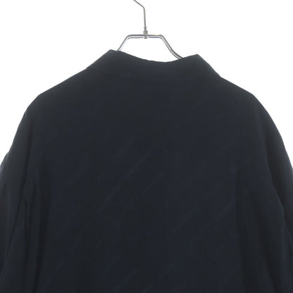 Balenciaga BB Logo All Over Pattern Silk Long Sleeve Shirt Black — view 4