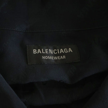Balenciaga BB Logo All Over Pattern Silk Long Sleeve Shirt Black — view 6