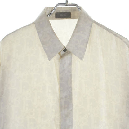 Dior Oak All Over Pattern Silk Long Sleeve Shirt White — view 3