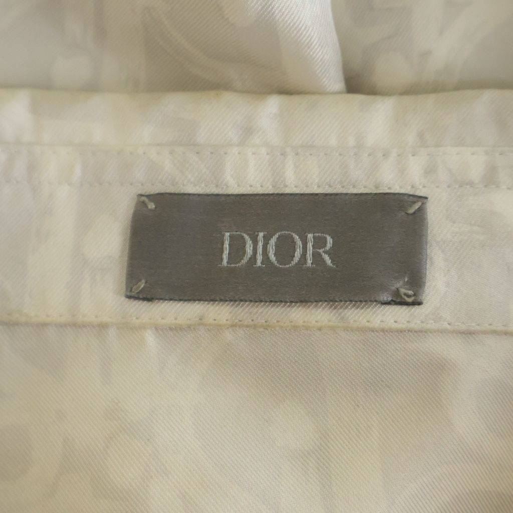 Dior Oak All Over Pattern Silk Long Sleeve Shirt White — view 7