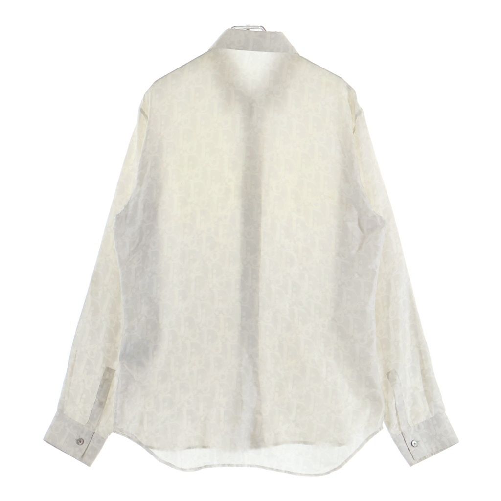 Dior Oak All Over Pattern Silk Long Sleeve Shirt White — view 2