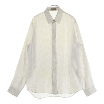 Dior Oak All Over Pattern Silk Long Sleeve Shirt White