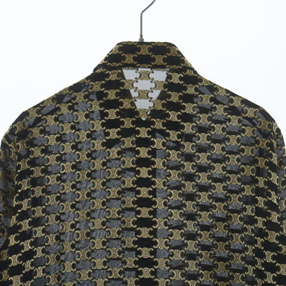 Celine Loose Jacquard Silk Shirt Trio le Zu de Long Sleeve Black Gold — view 4