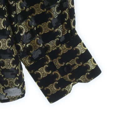 Celine Loose Jacquard Silk Shirt Trio le Zu de Long Sleeve Black Gold — view 5