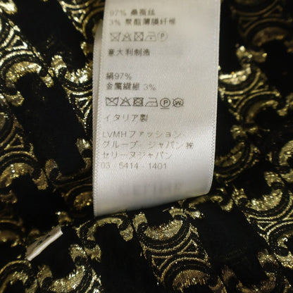 Celine Loose Jacquard Silk Shirt Trio le Zu de Long Sleeve Black Gold — view 8