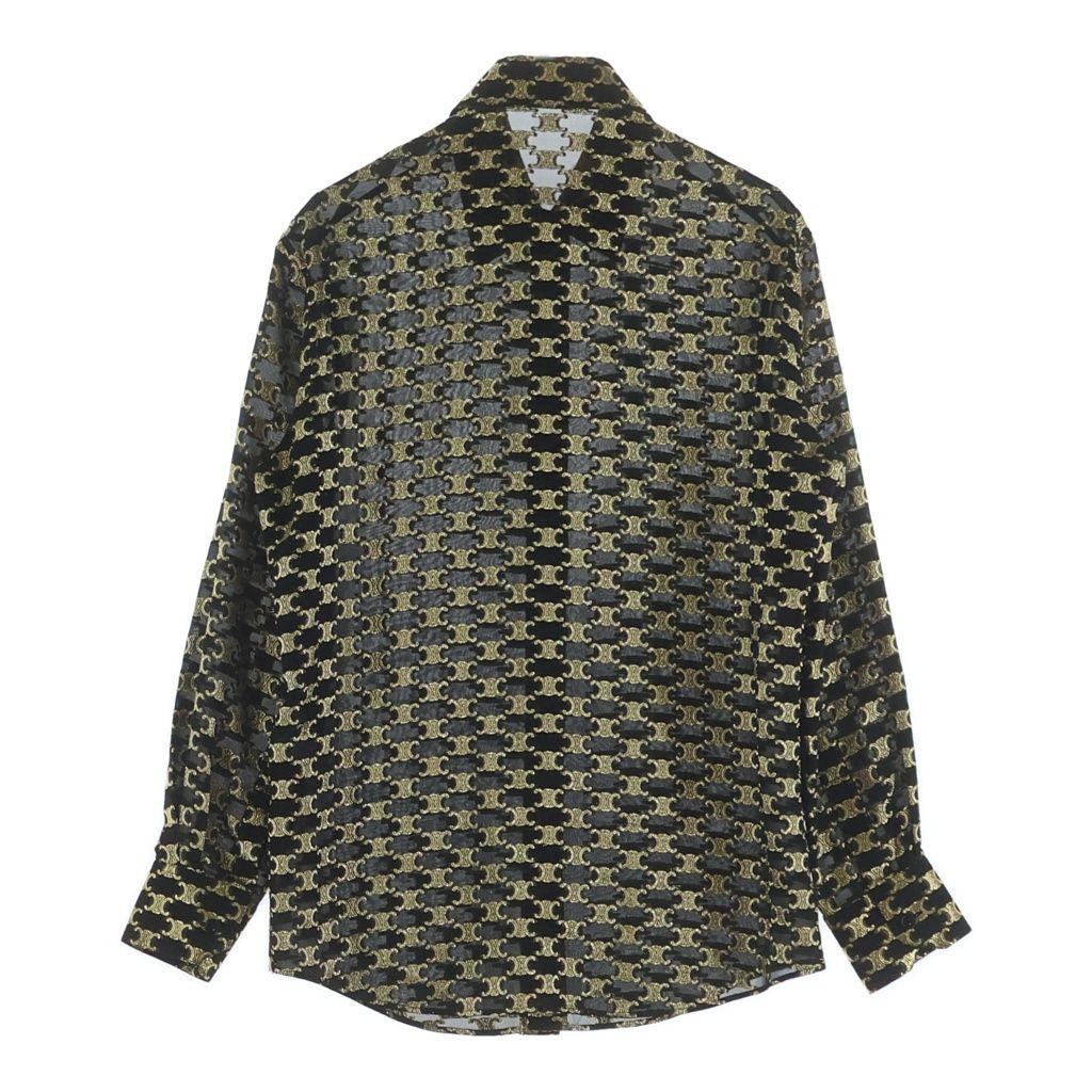Celine Loose Jacquard Silk Shirt Trio le Zu de Long Sleeve Black Gold — view 2