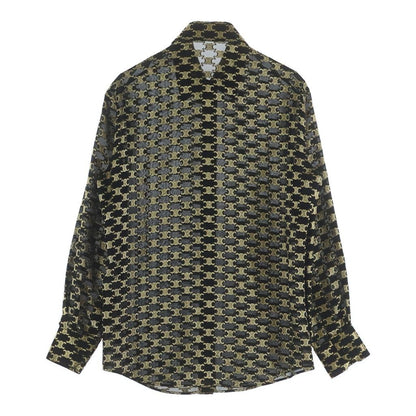 Celine Loose Jacquard Silk Shirt Trio le Zu de Long Sleeve Black Gold — view 2