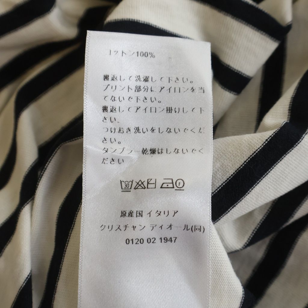Dior Border Allover Logo Print Cotton Jersey Short Sleeve T-Shirt Top White Navy — view 8