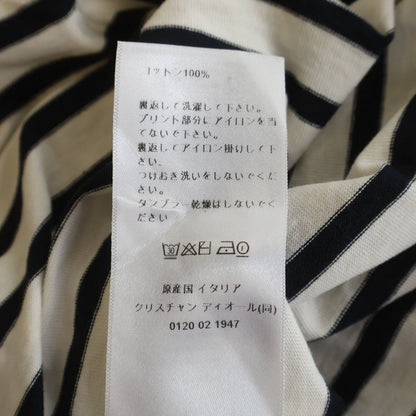 Dior Border Allover Logo Print Cotton Jersey Short Sleeve T-Shirt Top White Navy — view 8