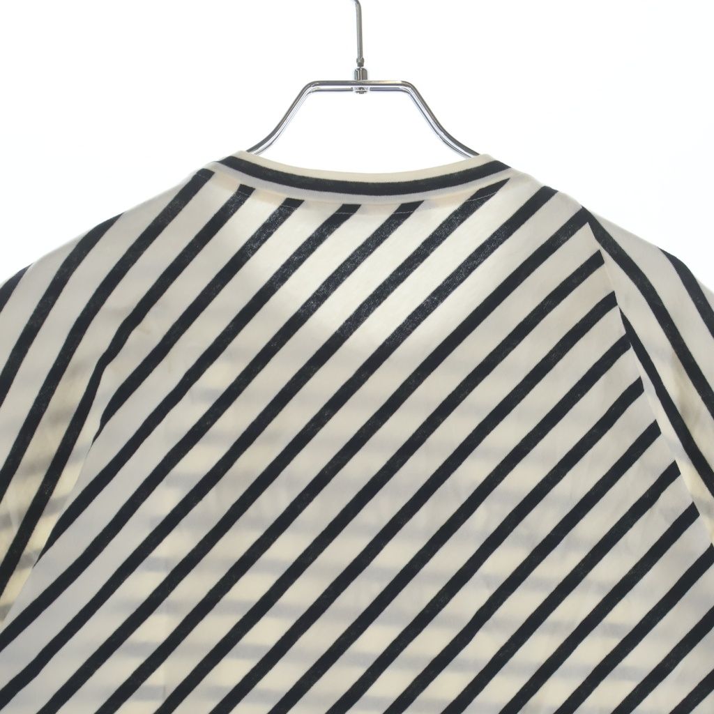 Dior Border Allover Logo Print Cotton Jersey Short Sleeve T-Shirt Top White Navy — view 4