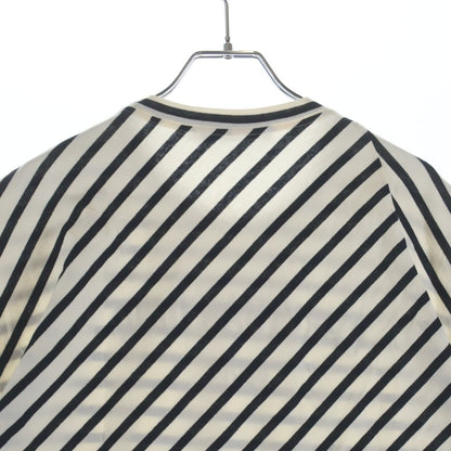 Dior Border Allover Logo Print Cotton Jersey Short Sleeve T-Shirt Top White Navy — view 4