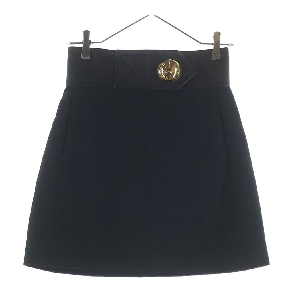 Louis Vuitton Wool Gold Button Mini Skirt Black 34
