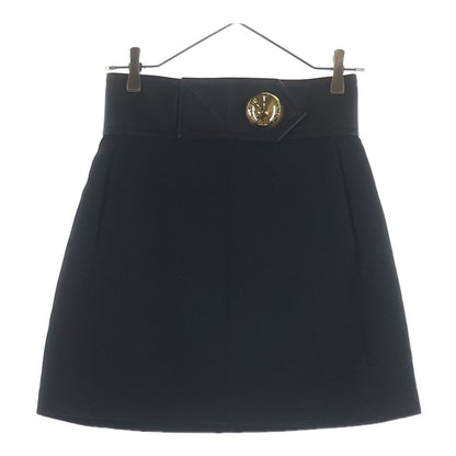 Louis Vuitton Wool Gold Button Mini Skirt Black 34