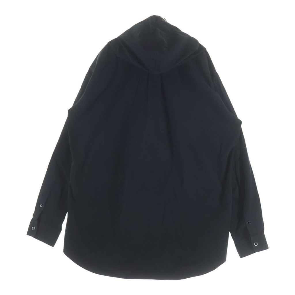 Balenciaga Hooded Drawstring Chest Pocket Long Sleeve Shirt Black Hoodie — view 2