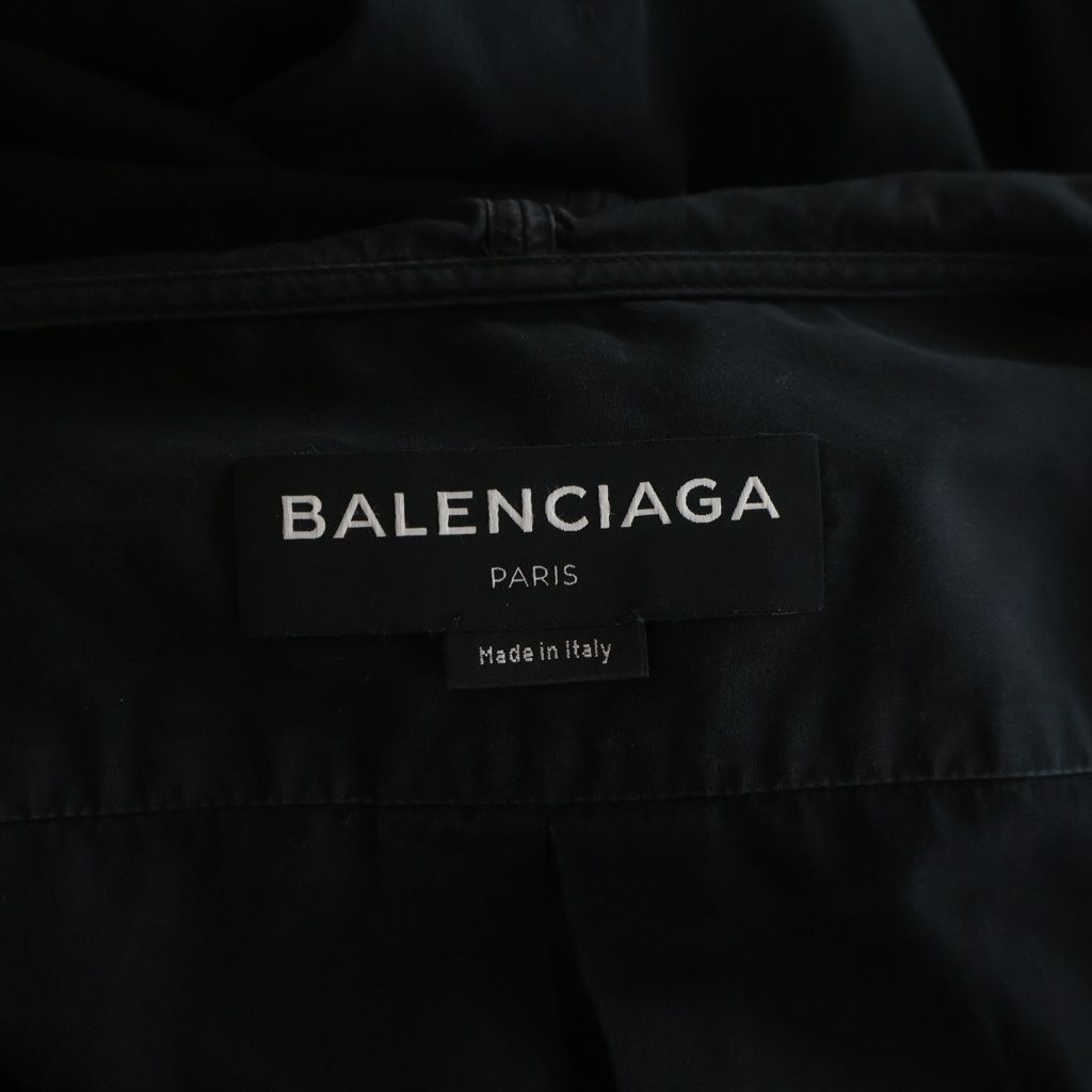 Balenciaga Hooded Drawstring Chest Pocket Long Sleeve Shirt Black Hoodie — view 6