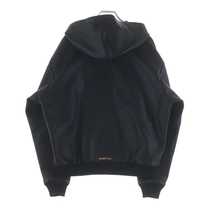 Chrome Hearts English Logo Patch Daga Zip Up Hoodie Leather Jacket Black — view 2