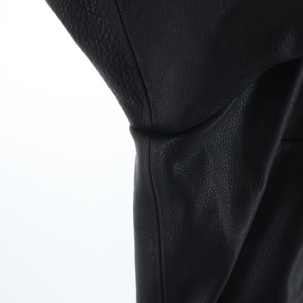 Chrome Hearts English Logo Patch Daga Zip Up Hoodie Leather Jacket Black — view 6