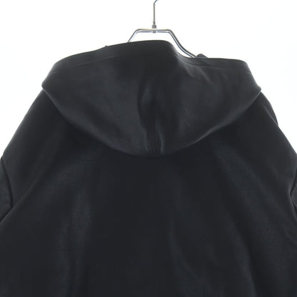 Chrome Hearts English Logo Patch Daga Zip Up Hoodie Leather Jacket Black — view 4
