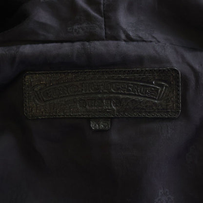 Chrome Hearts English Logo Patch Daga Zip Up Hoodie Leather Jacket Black — view 7
