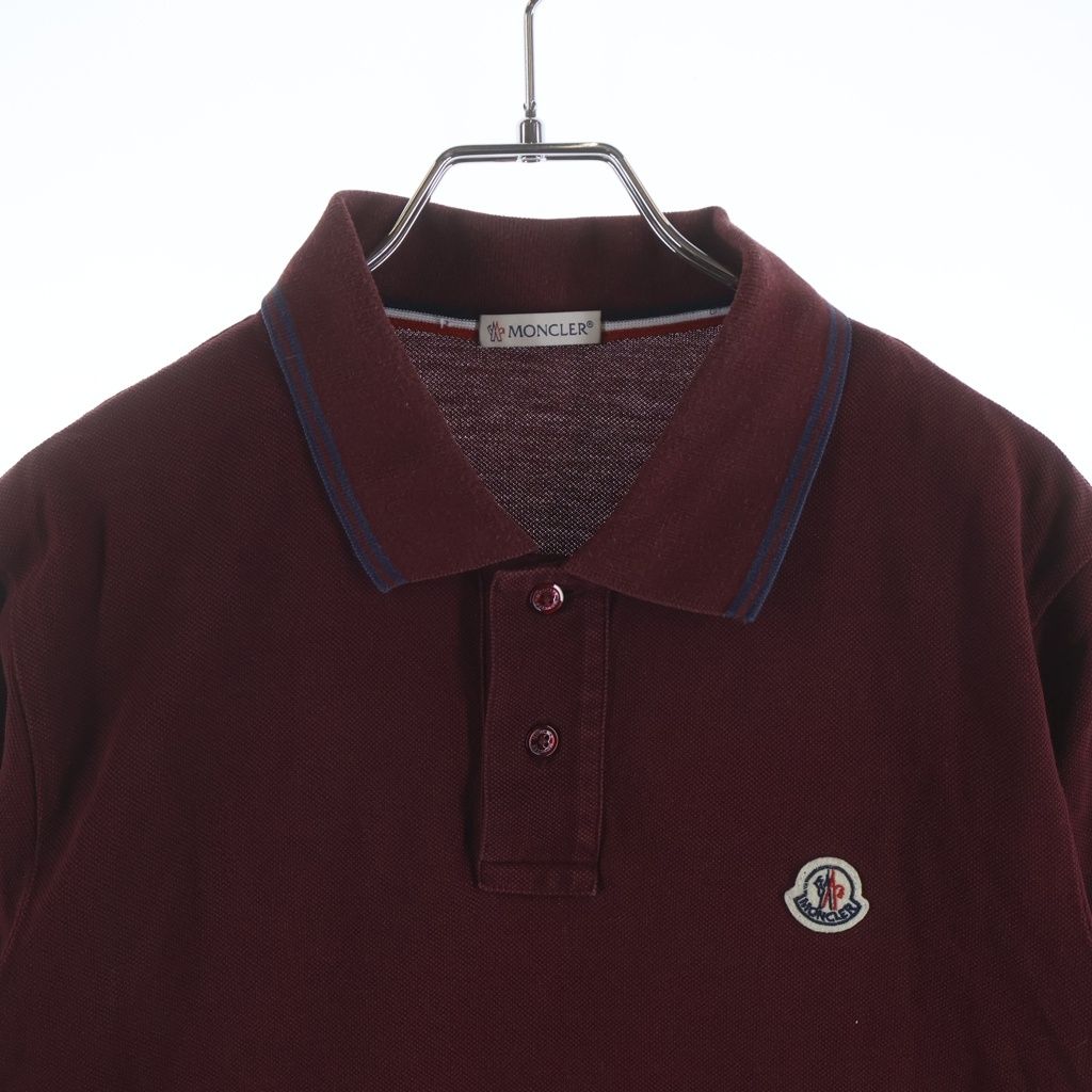 Moncler Maglia Polo Manica Corta Logo Patch Short Sleeve Shirt Burgundy — view 3