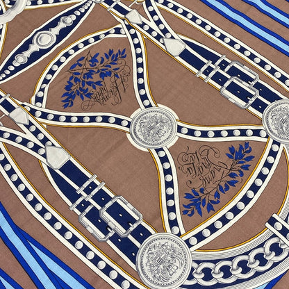 Hermes Shawl Carre Geant 140 White Brown Multi Grand Tralala Scarf — view 5